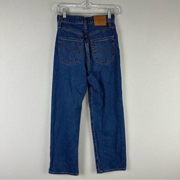 Levi’s Women’s Premium Medium Wash Ribcage Straight Button Fly Jeans Size 24 - Picture 3 of 8